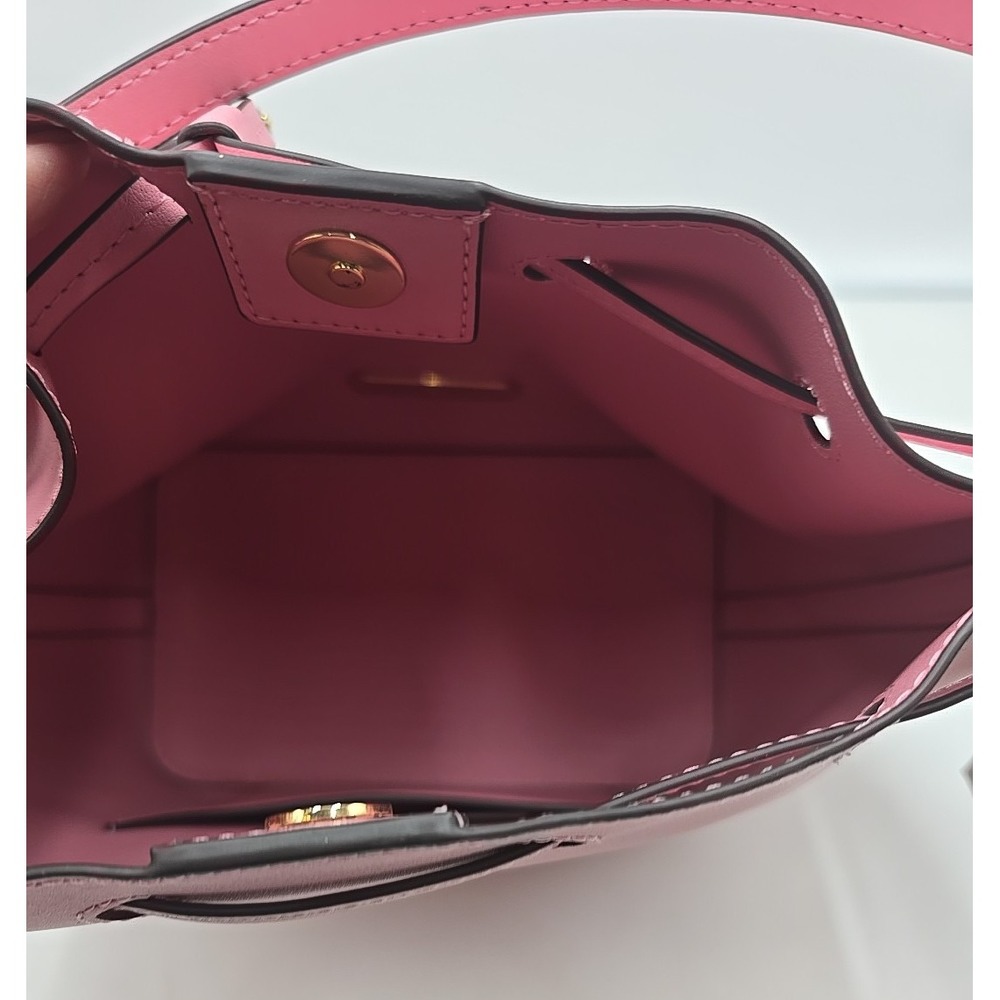 NEW MICHAEL Michael Kors Eden Medium Leather Pink Bucket Shoulder Bag MSRP $398. - Picture 12 of 16